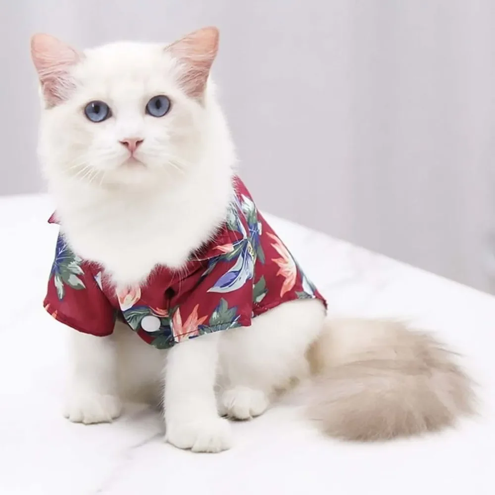 Pet NWOT Red Pineapple Print Lightweight Hawaiian Style Shirt Size Medium